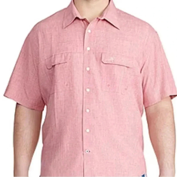 Izod Saltwater Beach Performance Surfside Short Sleeve Shirt Mens Light Pink NEW - Picture 2 of 12